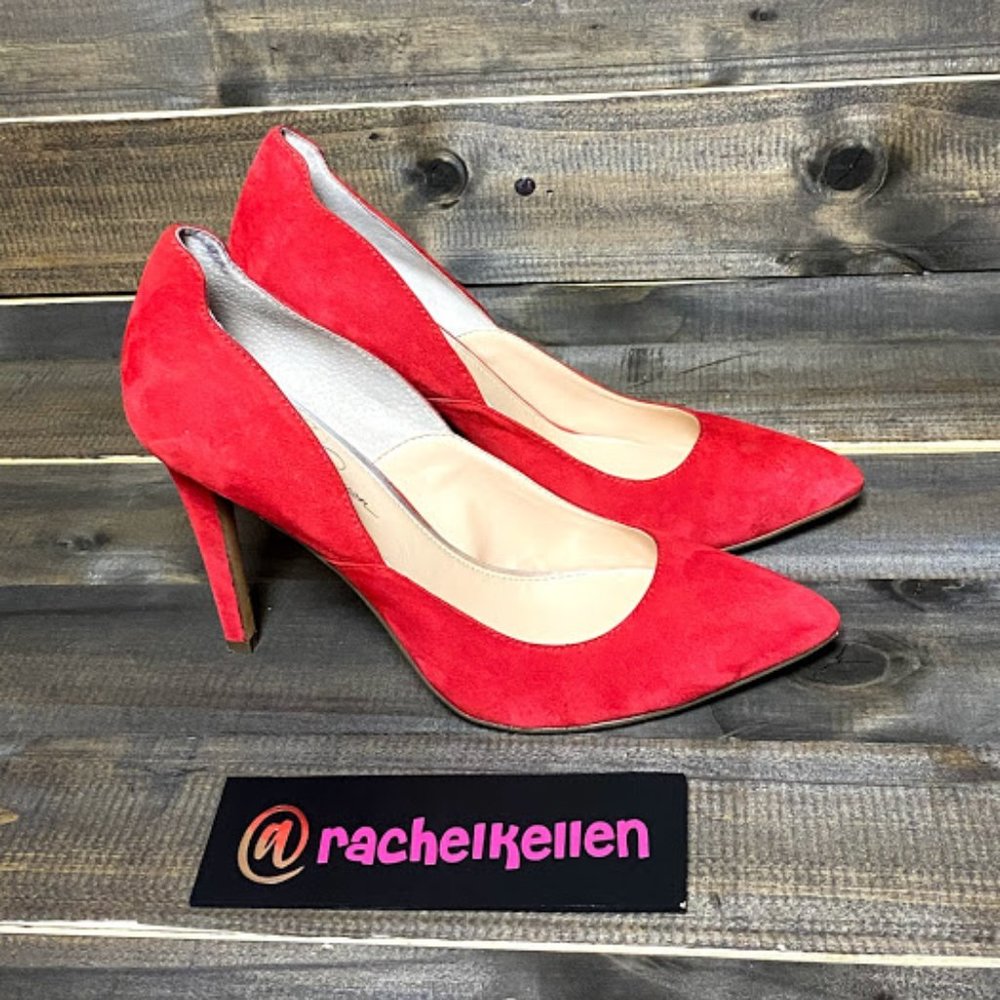 Jessica Simpson Red Suede Brynn Heels Size 9